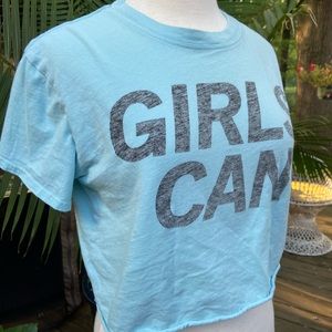 Girl power cropped blue tee
